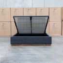 The Esperance King Fabric Gas Lift Storage Bed - Charcoal available to purchase from Warehouse Furniture Clearance at our next sale event.