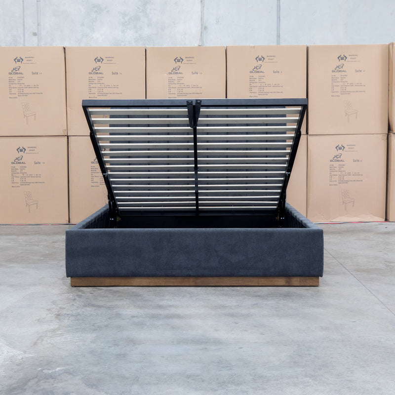 The Esperance Queen Fabric Gas Lift Storage Bed - Charcoal