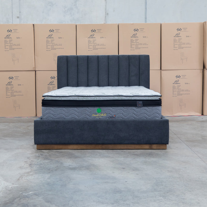 The Esperance Queen Fabric Gas Lift Storage Bed - Charcoal