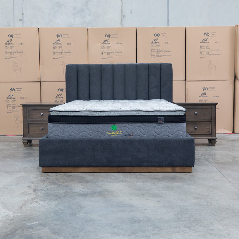 The Esperance Queen Fabric Gas Lift Storage Bed - Charcoal