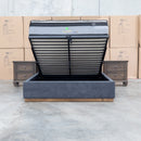 The Esperance King Fabric Gas Lift Storage Bed - Charcoal available to purchase from Warehouse Furniture Clearance at our next sale event.