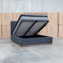 The Esperance King Fabric Gas Lift Storage Bed - Charcoal available to purchase from Warehouse Furniture Clearance at our next sale event.