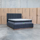 The Esperance King Fabric Gas Lift Storage Bed - Charcoal available to purchase from Warehouse Furniture Clearance at our next sale event.
