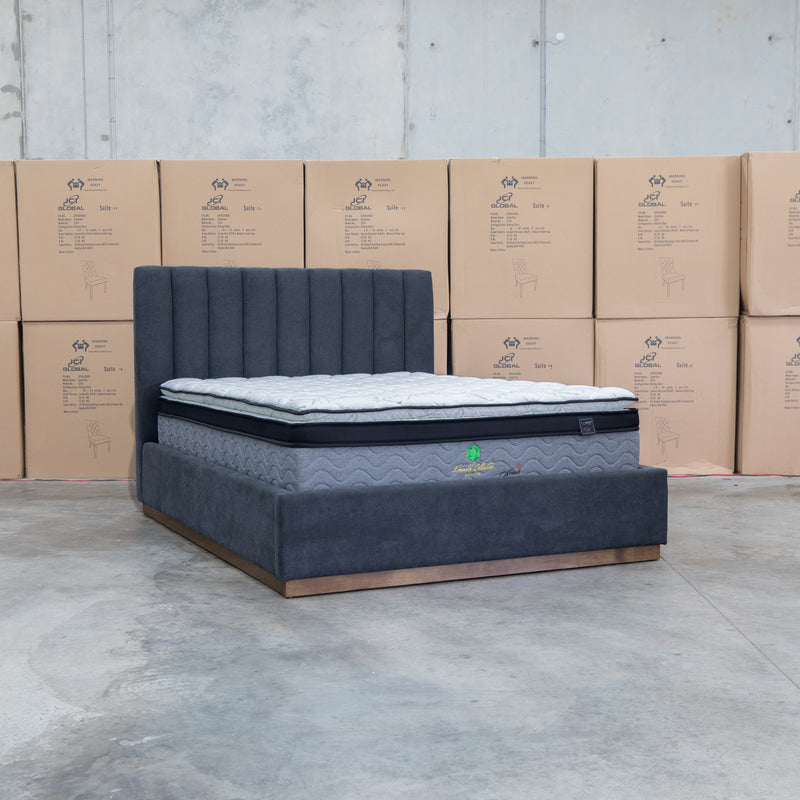 The Esperance Queen Fabric Gas Lift Storage Bed - Charcoal
