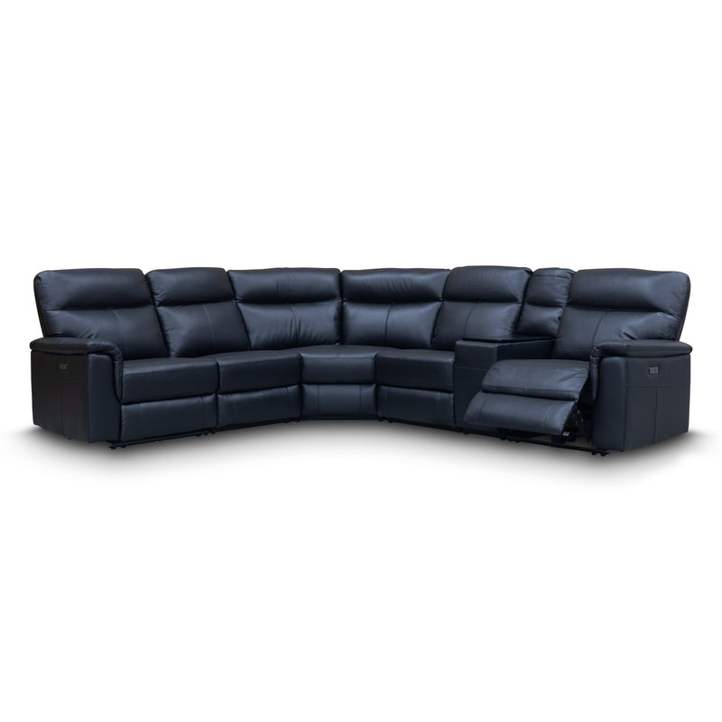 The Laurent Leather Modular Corner Lounge with Electric Recliners - Black available to purchase from Warehouse Furniture Clearance at our next sale event.