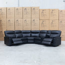 The Laurent Leather Modular Corner Lounge with Electric Recliners - Black available to purchase from Warehouse Furniture Clearance at our next sale event.