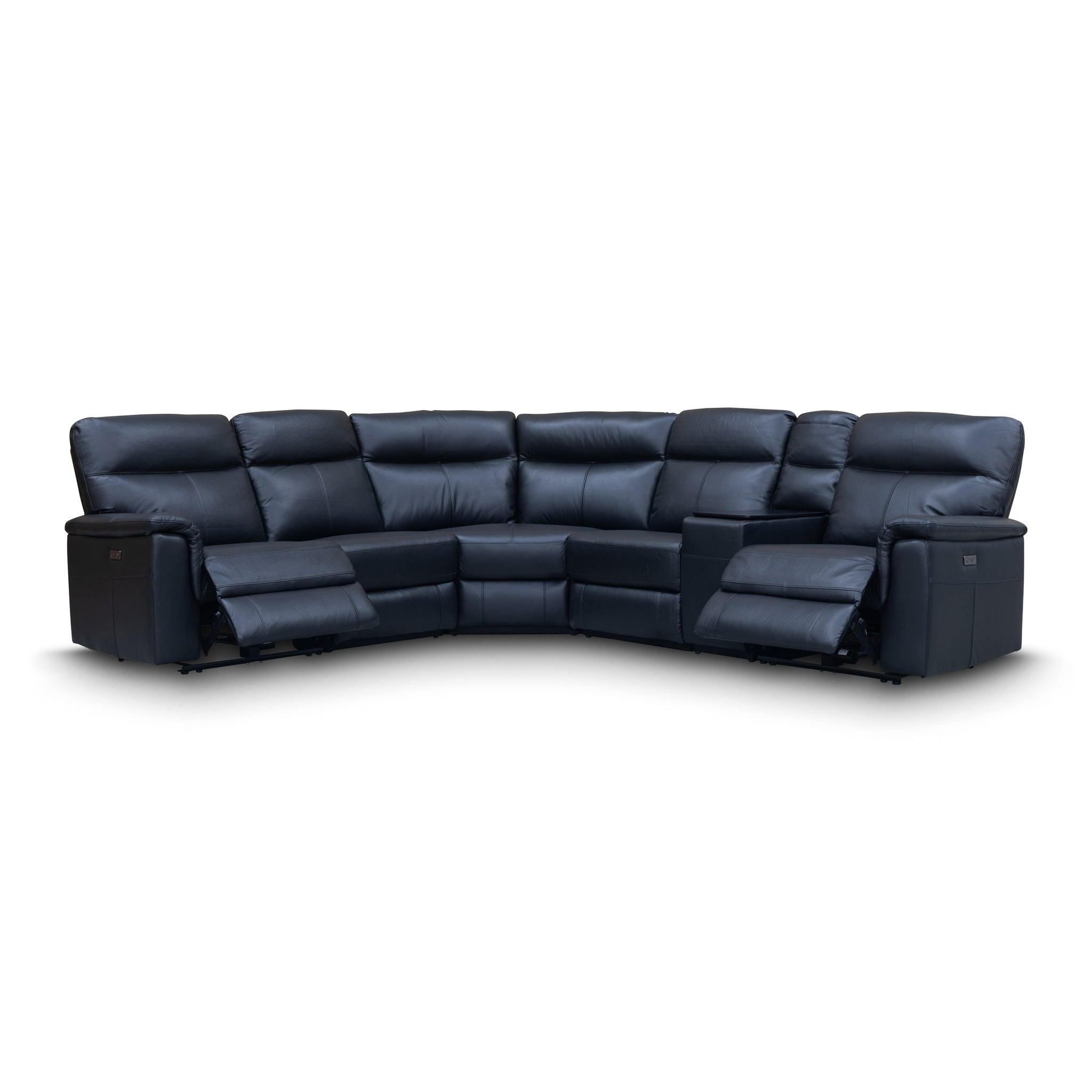 Black leather corner online lounge