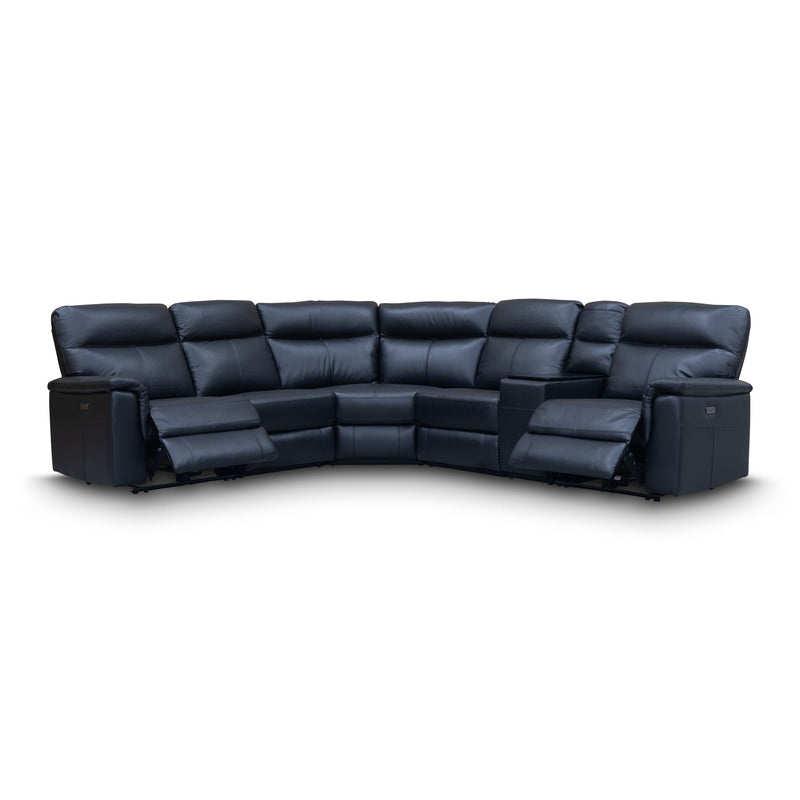 The Laurent Leather Modular Corner Lounge with Electric Recliners - Black available to purchase from Warehouse Furniture Clearance at our next sale event.