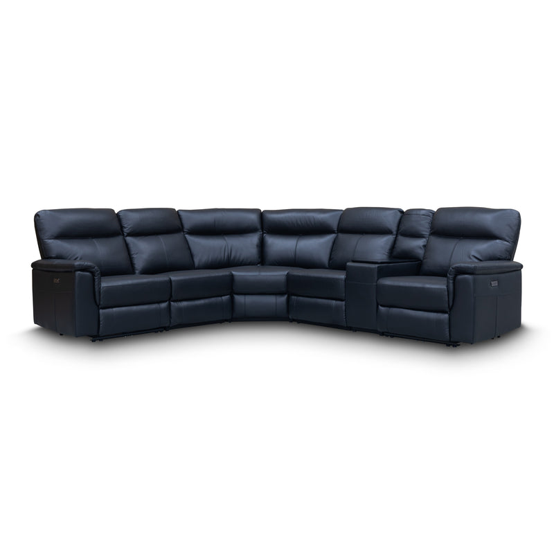 The Laurent Leather Modular Corner Lounge with Electric Recliners - Black available to purchase from Warehouse Furniture Clearance at our next sale event.