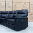 The Laurent Leather Modular Corner Lounge with Electric Recliners - Black available to purchase from Warehouse Furniture Clearance at our next sale event.