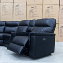 The Laurent Leather Modular Corner Lounge with Electric Recliners - Black available to purchase from Warehouse Furniture Clearance at our next sale event.