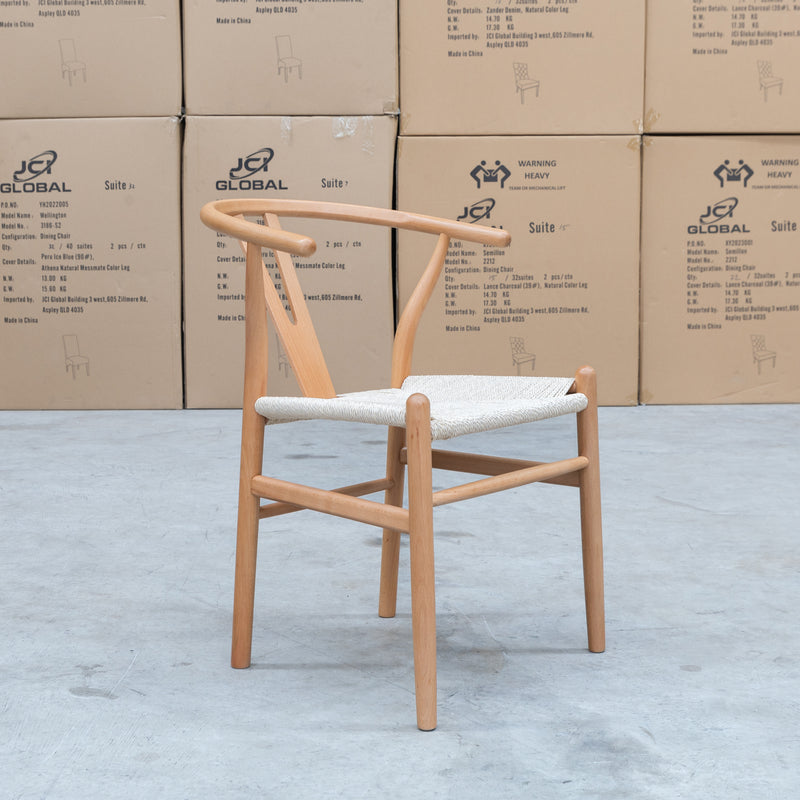 The Arc Wishbone Dining Chair - Natural/Natural available to purchase from Warehouse Furniture Clearance at our next sale event.