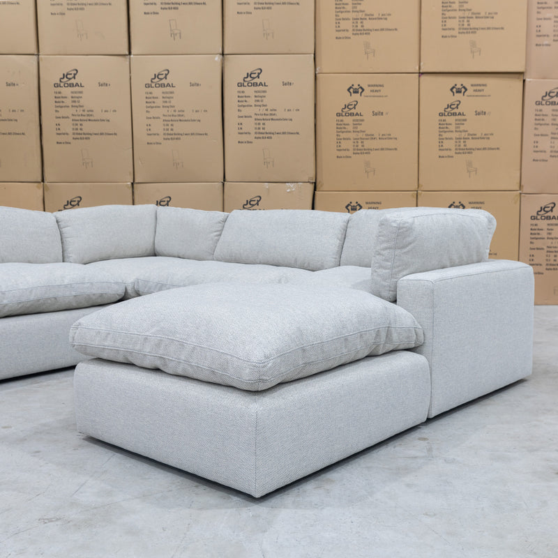 The Palermo Feather & Foam Modular Corner Lounge With Ottoman - Natural available to purchase from Warehouse Furniture Clearance at our next sale event.