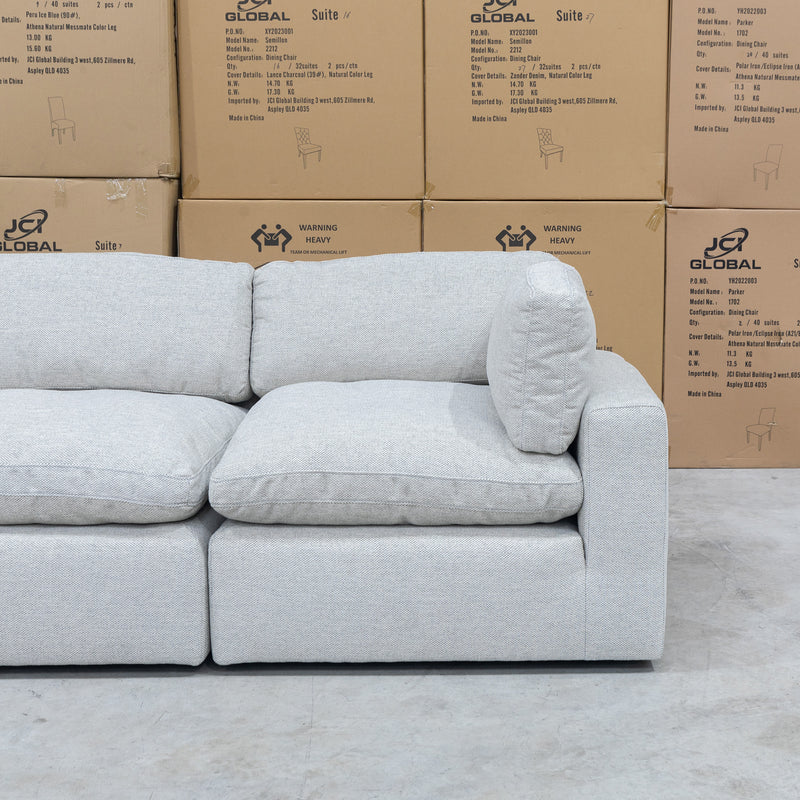 The Palermo Feather & Foam Modular Corner Lounge With Ottoman - Natural available to purchase from Warehouse Furniture Clearance at our next sale event.