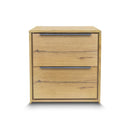 The Newfarm Distressed Oak Two Drawer Hardwood Bedside available to purchase from Warehouse Furniture Clearance at our next sale event.
