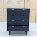 The Andean Black 4 Drawer Tallboy - Available after 8th March available to purchase from Warehouse Furniture Clearance at our next sale event.
