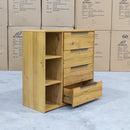 The Newfarm Distressed Oak Four Drawer Hardwood Tallboy available to purchase from Warehouse Furniture Clearance at our next sale event.