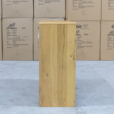 The Newfarm Distressed Oak Four Drawer Hardwood Tallboy available to purchase from Warehouse Furniture Clearance at our next sale event.