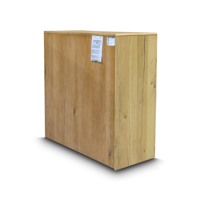 The Newfarm Distressed Oak Four Drawer Hardwood Tallboy available to purchase from Warehouse Furniture Clearance at our next sale event.