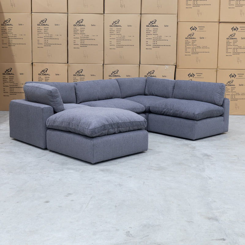 The Palermo Feather & Foam Modular Corner Lounge With Ottoman - Graphite available to purchase from Warehouse Furniture Clearance at our next sale event.