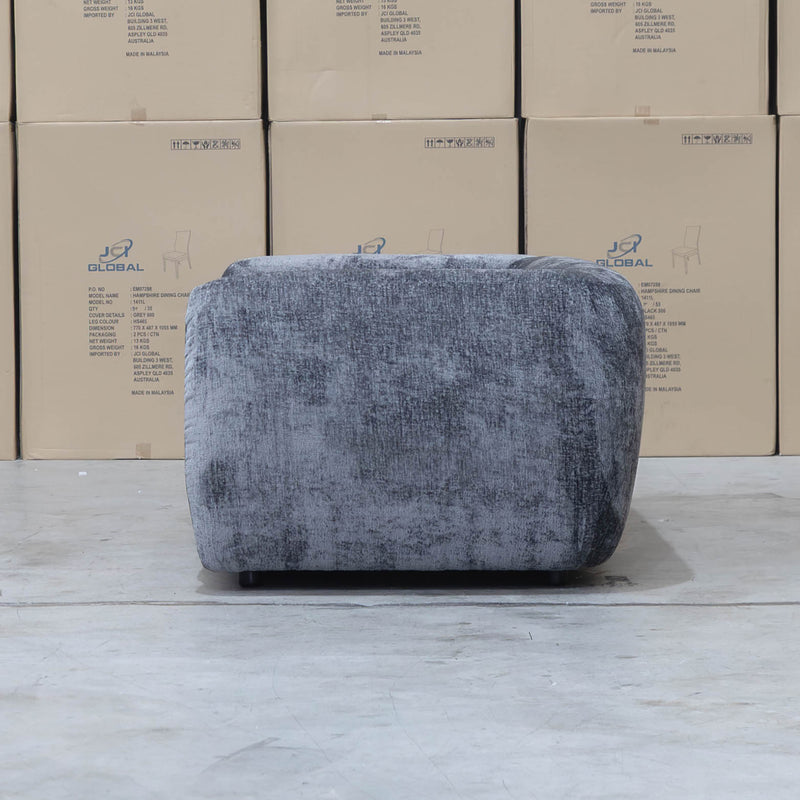 The Fara Curved Fabric Two Seat Sofa - Steel available to purchase from Warehouse Furniture Clearance at our next sale event.
