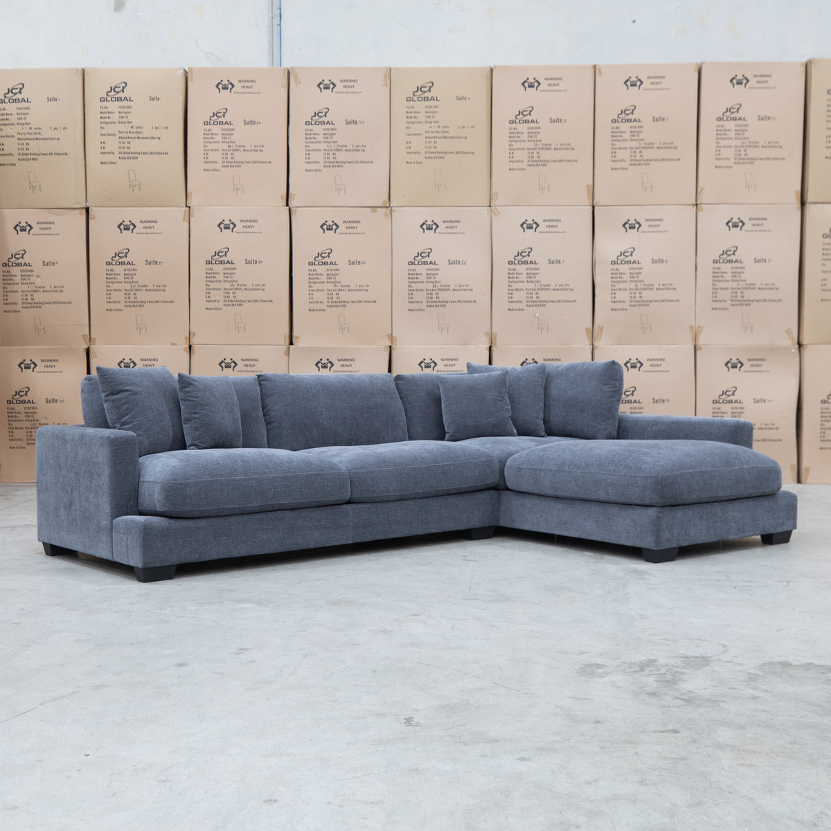 The Fate Deep Seat Feather & Foam RHF Chaise Lounge - Pewter - Available After 28th August available to purchase from Warehouse Furniture Clearance at our next sale event.