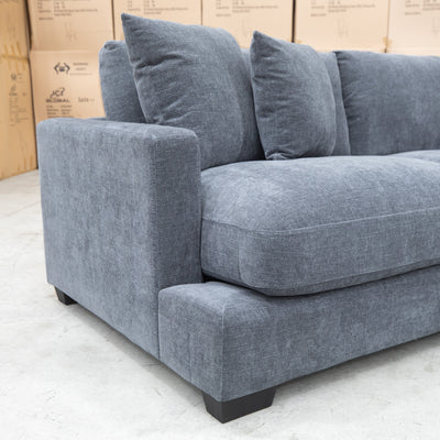 The Fate Deep Seat Feather & Foam RHF Chaise Lounge - Pewter available to purchase from Warehouse Furniture Clearance at our next sale event.