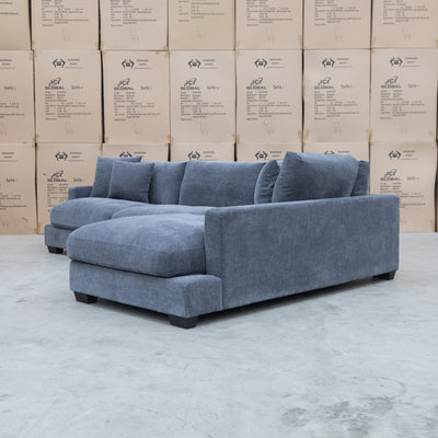 The Fate Deep Seat Feather & Foam RHF Chaise Lounge - Pewter available to purchase from Warehouse Furniture Clearance at our next sale event.