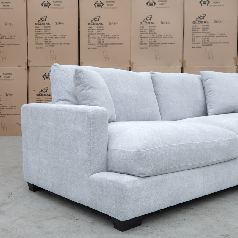 The Fate Deep Seat Feather & Foam Three Seat Sofa - Bluefox available to purchase from Warehouse Furniture Clearance at our next sale event.