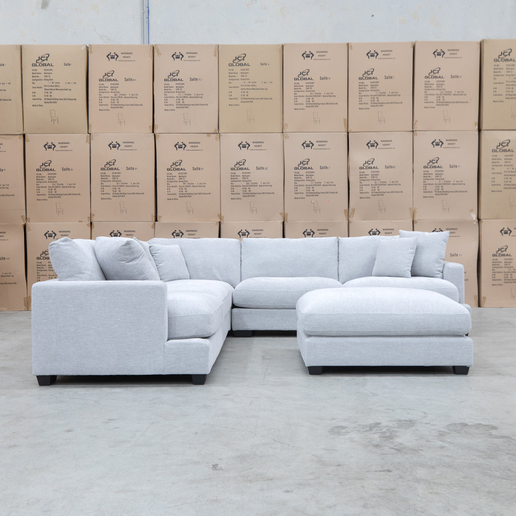 The Fate Deep Seated Feather & Foam Corner Lounge - Bluefox available to purchase from Warehouse Furniture Clearance at our next sale event.