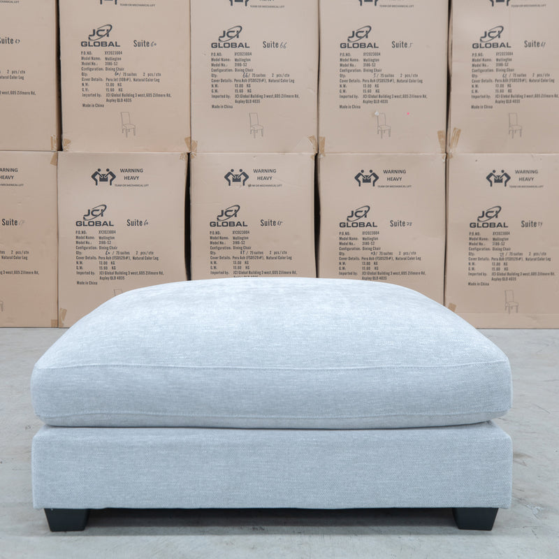 The Fate Feather & Foam Ottoman - Bluefox available to purchase from Warehouse Furniture Clearance at our next sale event.