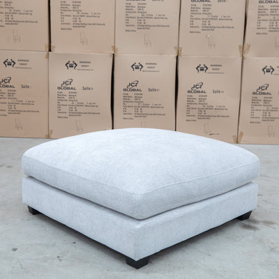 The Fate Feather & Foam Ottoman - Bluefox available to purchase from Warehouse Furniture Clearance at our next sale event.