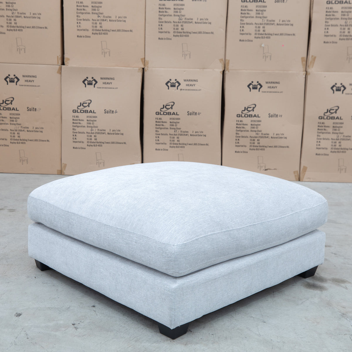 The Fate Feather & Foam Ottoman - Bluefox - PRE ORDER Available After 3rd November available to purchase from Warehouse Furniture Clearance at our next sale event.
