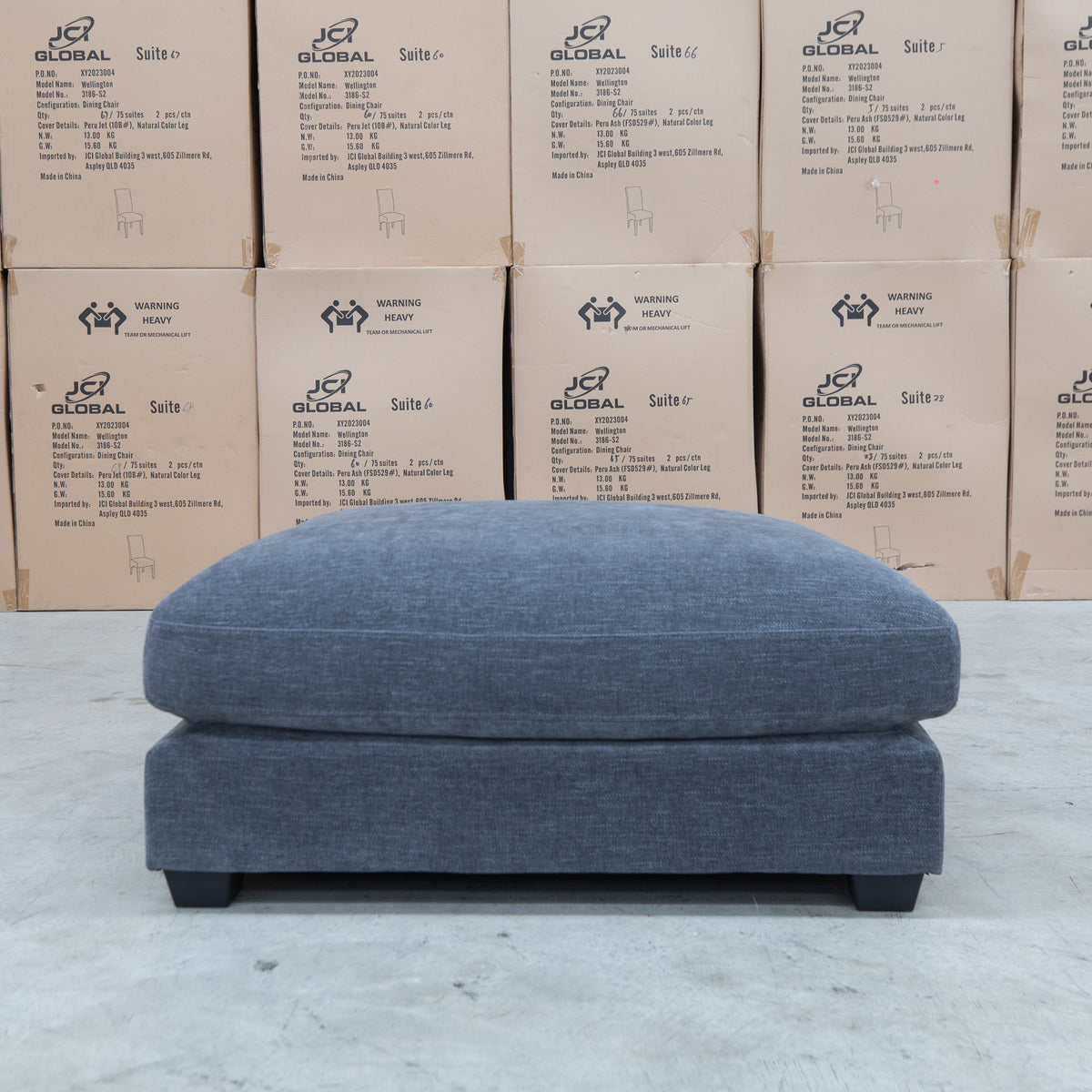 The Fate Feather & Foam Ottoman - Pewter - PRE ORDER Available After 3rd November available to purchase from Warehouse Furniture Clearance at our next sale event.