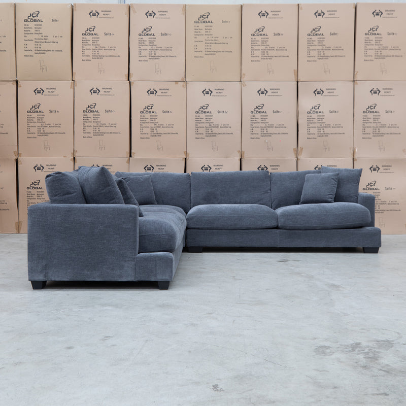 The Fate Deep Seated Feather & Foam Corner Lounge - Pewter available to purchase from Warehouse Furniture Clearance at our next sale event.