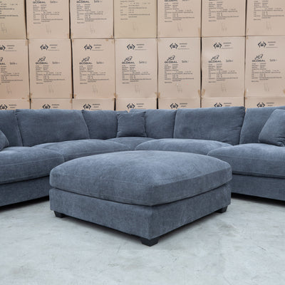 The Fate Feather & Foam Ottoman - Pewter available to purchase from Warehouse Furniture Clearance at our next sale event.