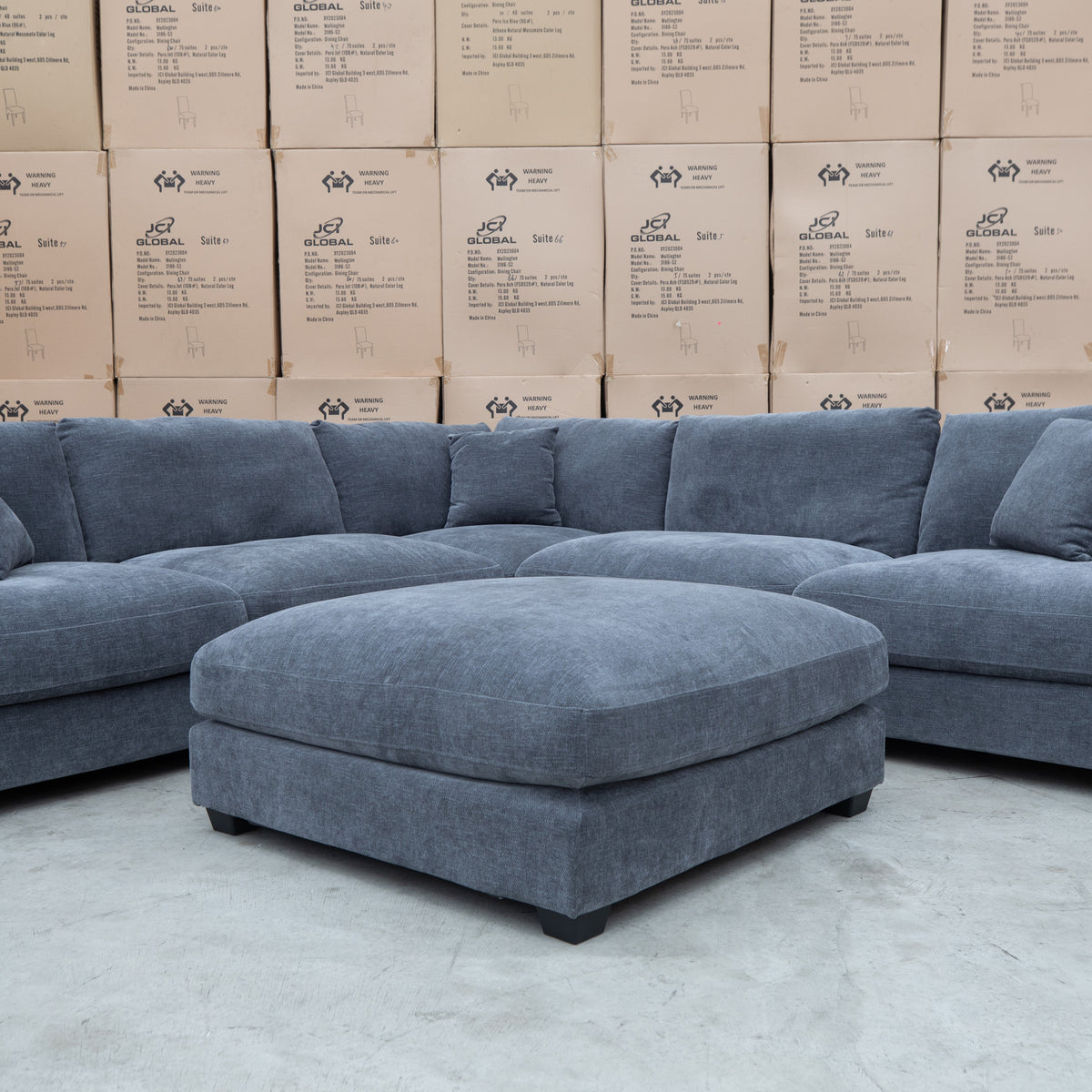 The Fate Feather & Foam Ottoman - Pewter - PRE ORDER Available After 3rd November available to purchase from Warehouse Furniture Clearance at our next sale event.