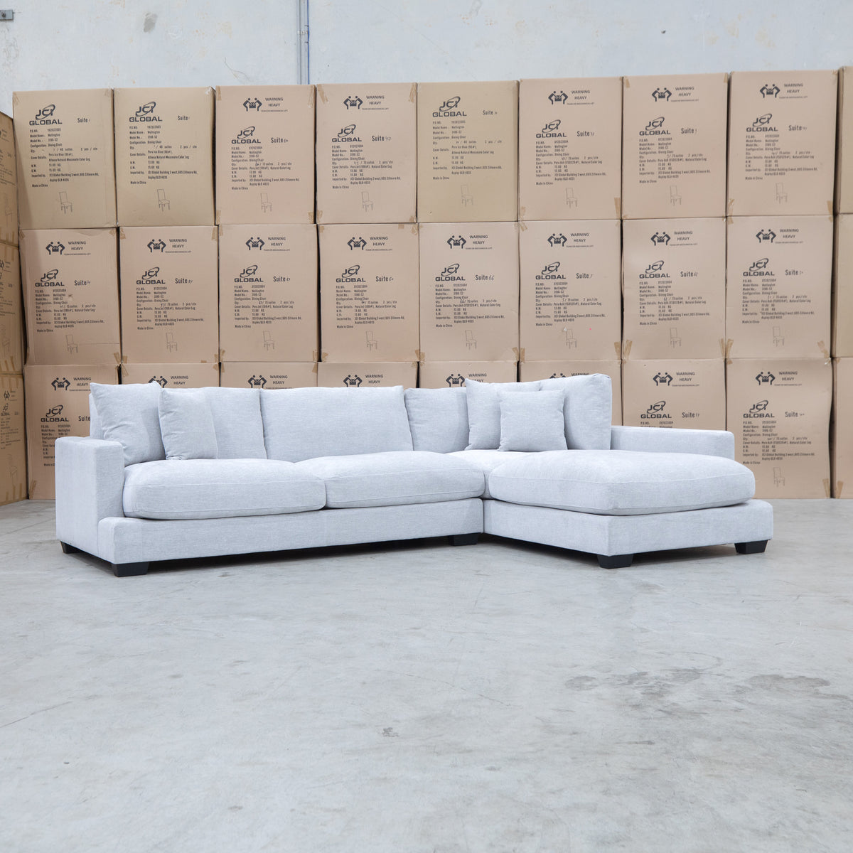 The Fate Deep Seat Feather & Foam RHF Chaise Lounge - Bluefox - PRE ORDER Available After 3rd November available to purchase from Warehouse Furniture Clearance at our next sale event.