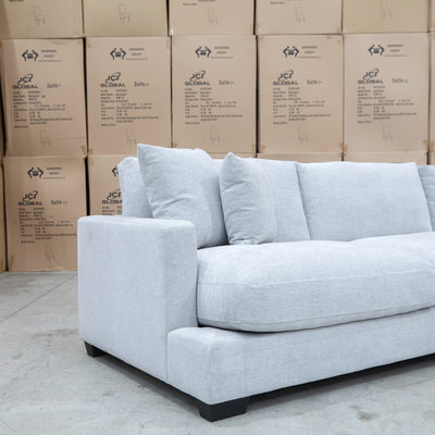 The Fate Deep Seat Feather & Foam RHF Chaise Lounge - Bluefox available to purchase from Warehouse Furniture Clearance at our next sale event.