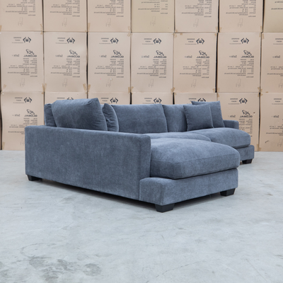 The Fate Deep Seat Feather & Foam LHF Chaise Lounge - Pewter available to purchase from Warehouse Furniture Clearance at our next sale event.