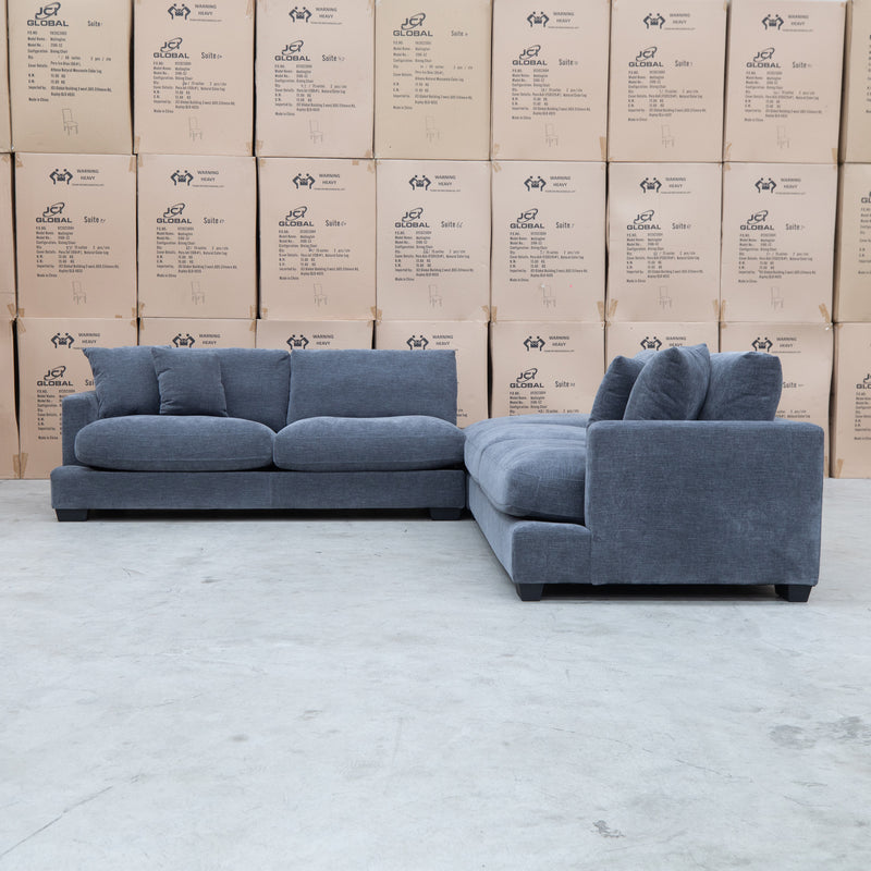 The Fate Deep Seat Feather & Foam Modular Corner Ottoman Suite - Pewter available to purchase from Warehouse Furniture Clearance at our next sale event.
