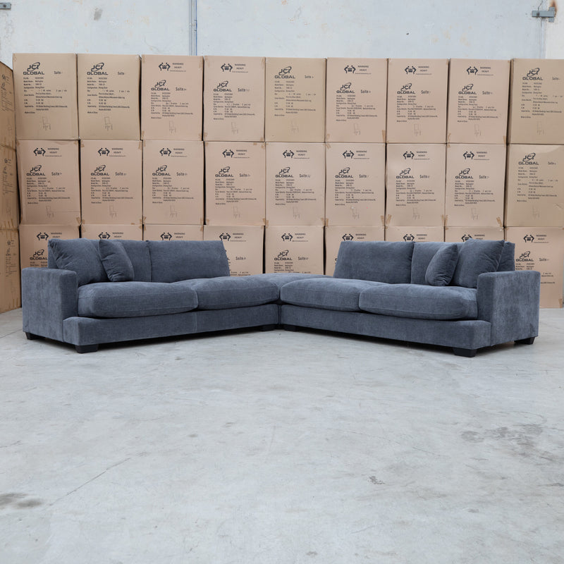 The Fate Deep Seat Feather & Foam Modular Corner Ottoman Suite - Pewter available to purchase from Warehouse Furniture Clearance at our next sale event.