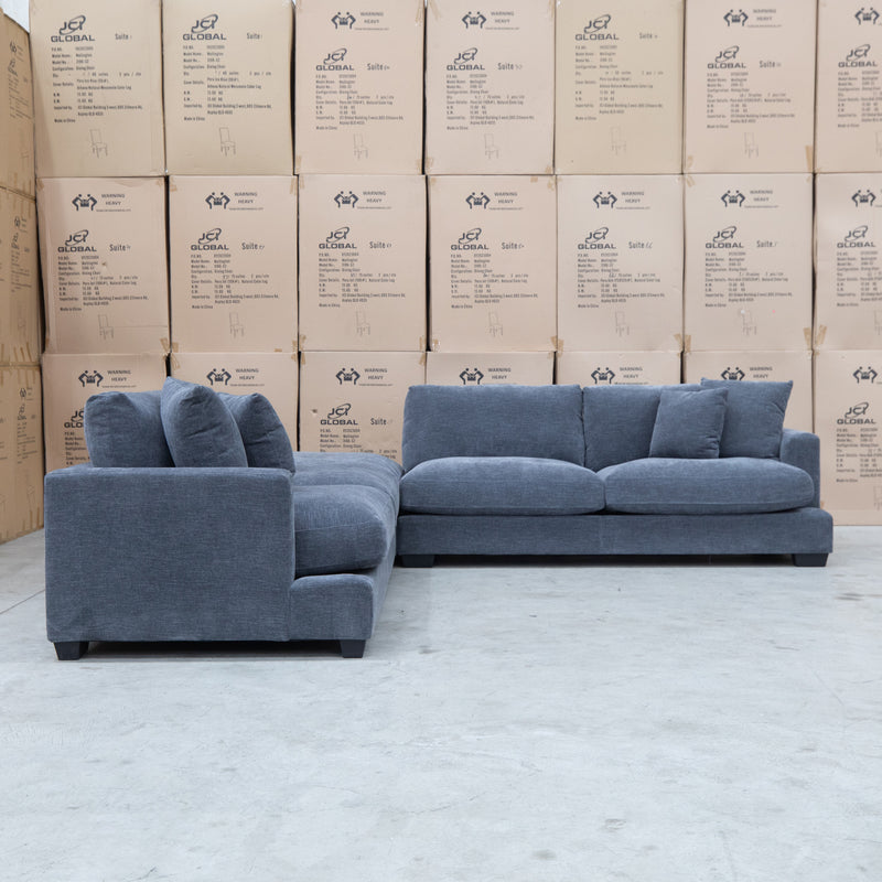 The Fate Deep Seat Feather & Foam Modular Corner Ottoman Suite - Pewter available to purchase from Warehouse Furniture Clearance at our next sale event.
