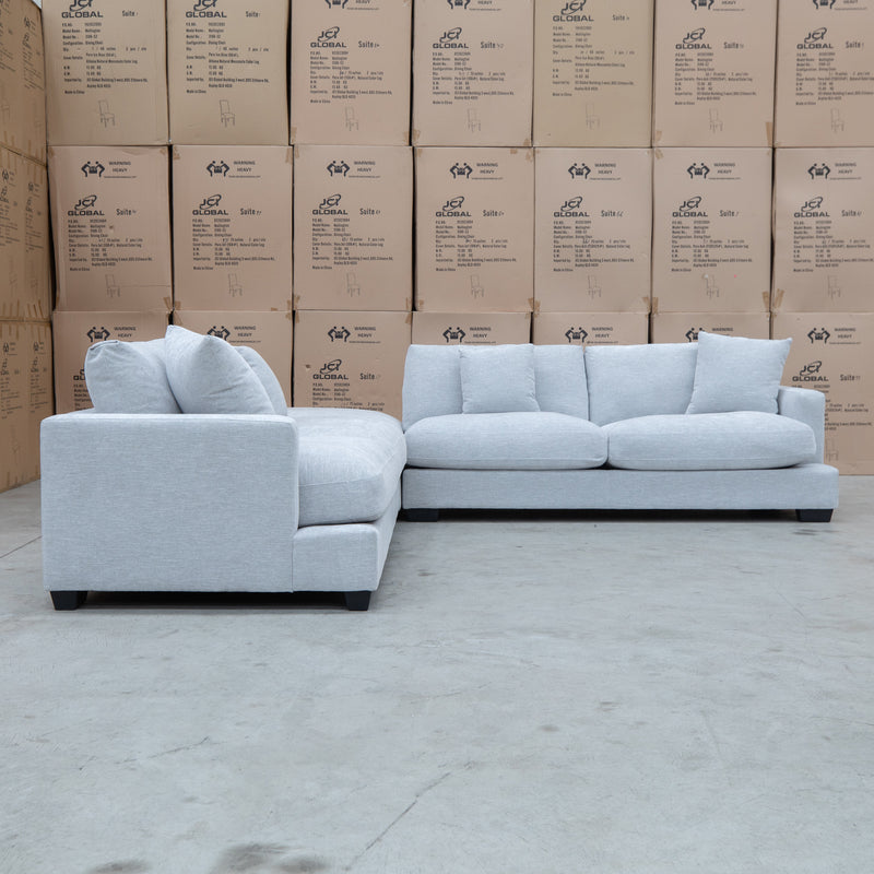 The Fate Deep Seat Feather & Foam Modular Corner Ottoman Suite - Bluefox available to purchase from Warehouse Furniture Clearance at our next sale event.