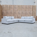 The Fate Deep Seat Feather & Foam Modular Corner Ottoman Suite - Bluefox available to purchase from Warehouse Furniture Clearance at our next sale event.