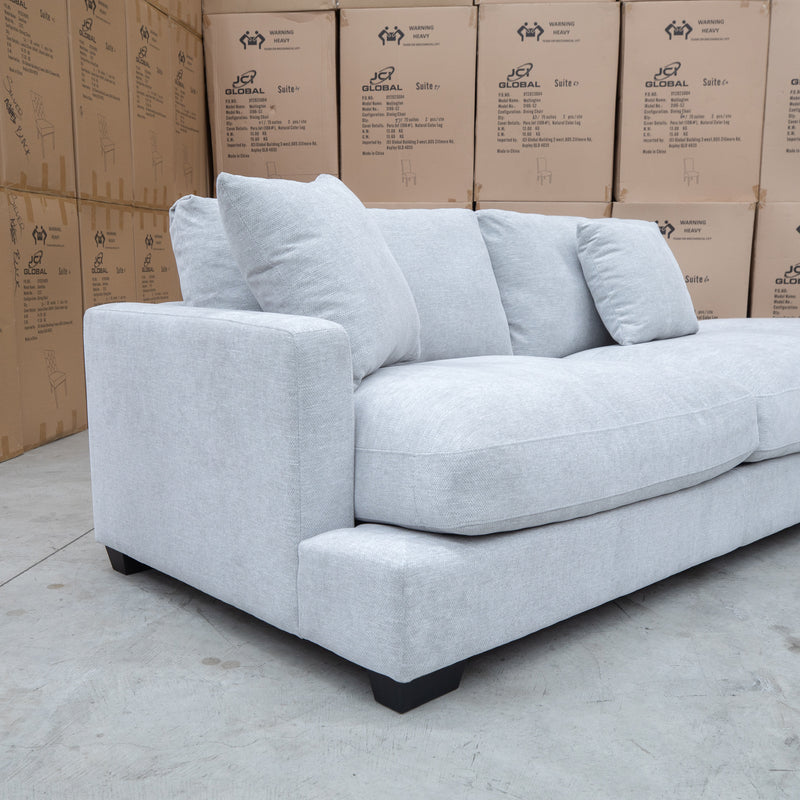 The Fate Deep Seat Feather & Foam Modular Corner Ottoman Suite - Bluefox available to purchase from Warehouse Furniture Clearance at our next sale event.