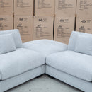 The Fate Deep Seat Feather & Foam Modular Corner Ottoman Suite - Bluefox available to purchase from Warehouse Furniture Clearance at our next sale event.