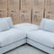 The Fate Deep Seat Feather & Foam Modular Corner Ottoman Suite - Bluefox available to purchase from Warehouse Furniture Clearance at our next sale event.