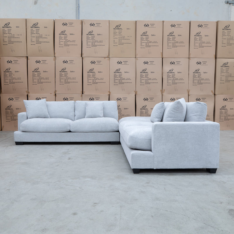 The Fate Deep Seat Feather & Foam Modular Corner Ottoman Suite - Bluefox available to purchase from Warehouse Furniture Clearance at our next sale event.