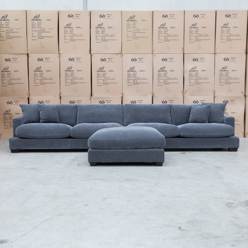 The Fate Deep Seat Feather & Foam Modular Corner Ottoman Suite - Pewter available to purchase from Warehouse Furniture Clearance at our next sale event.